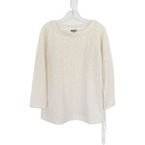 Talbots Off White Cotton Blend Long Sleeve Soft Sweatshirt Sz 1X